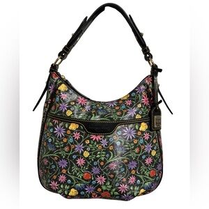Dooney & Bourke Botanical Floral Black Leather Shoulder Purse – NWOT Rare